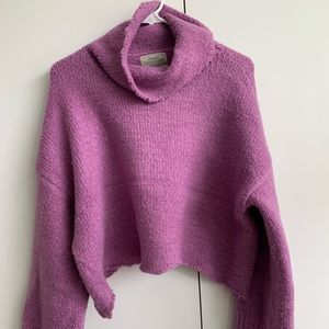 UO Beloved Boxy Turtleneck Distressed Sweater